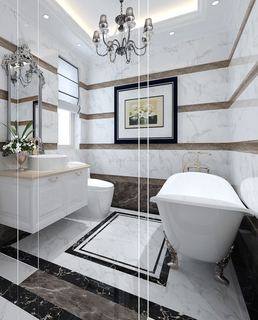 欧式别墅设计长方形卫生间装修效果图片