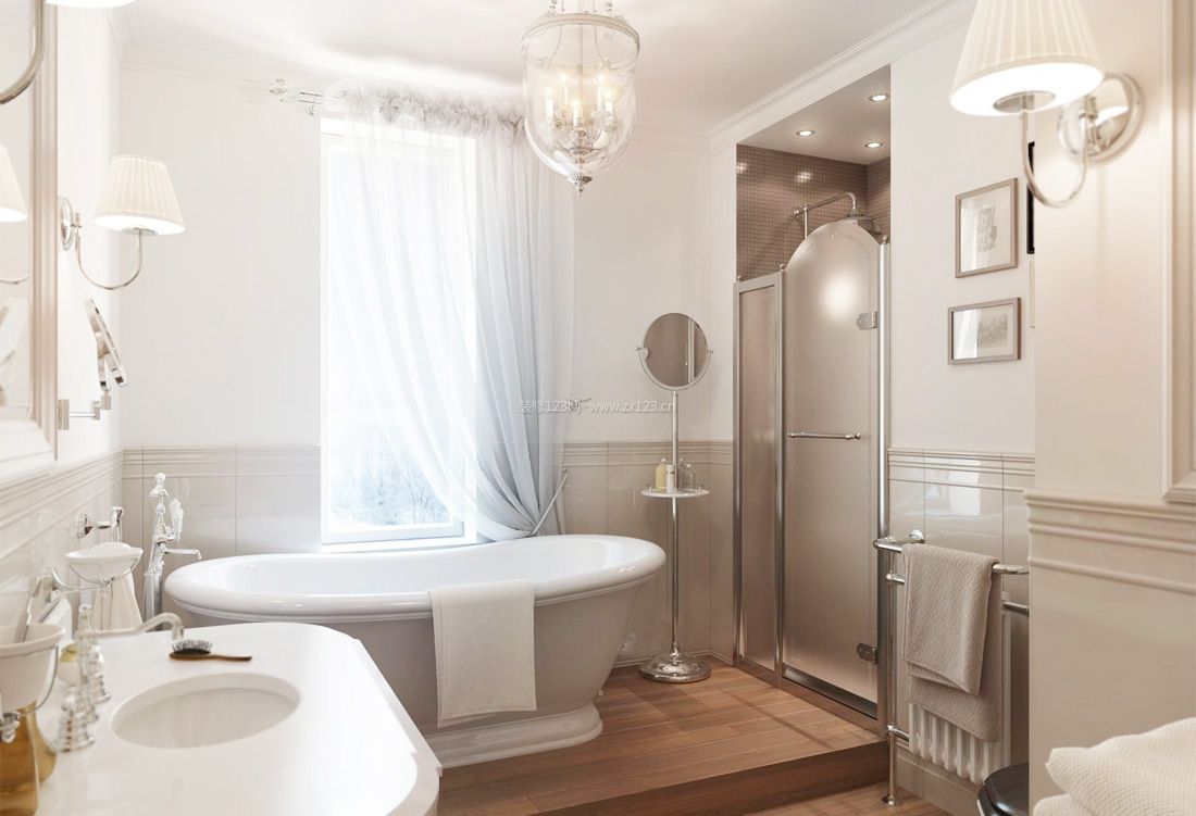 2023欧式别墅设计长方形卫生间装修效果图片