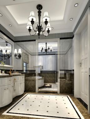 时尚别墅设计长方形卫生间装修效果图片