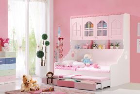 韩式女生卧室 粉色墙面装修效果图片