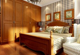 美式风格家居卧室实木地板装修效果图片