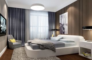 现代时尚装修小房间卧室布置效果图片