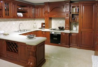中式家装家庭厨房整体橱柜效果图大全