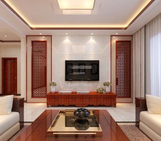中式家装设计客厅电视墙图片