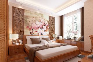 中式田园风格床头背景墙效果图