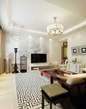 家装客厅现代中式元素图案装修效果图片
