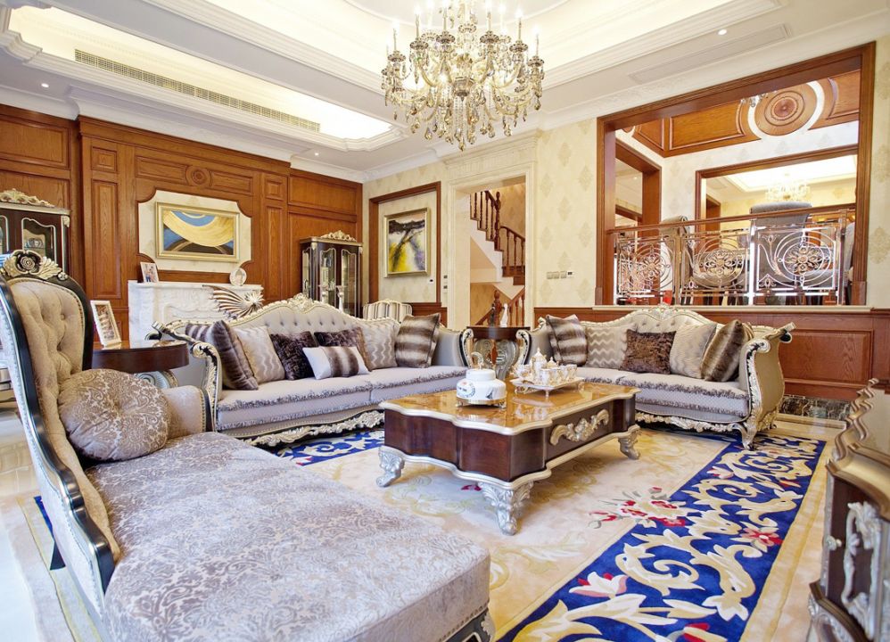 欧式古典风格别墅家装客厅设计装修效果图片