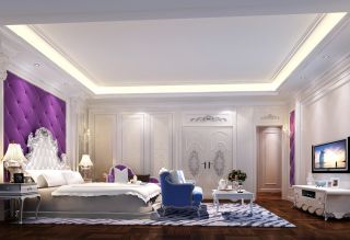 欧式风格别墅床头背景墙装修效果图片