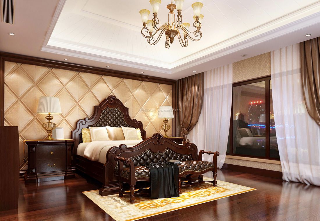 美式大型别墅设计家居卧室装修效果图片案例