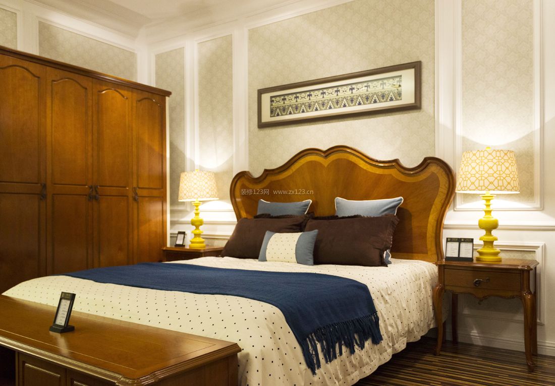 最新美式家居卧室木床装修效果图片2023