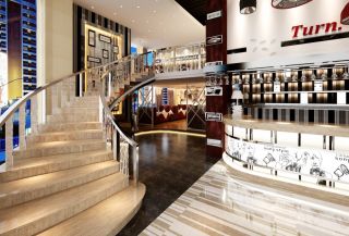 最新地中海风格咖啡厅室内楼梯扶手装修效果图