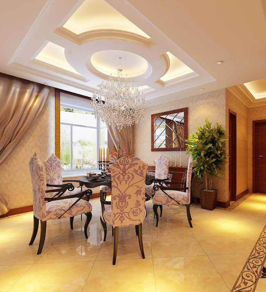 最新欧式餐厅吊顶装修图片2021