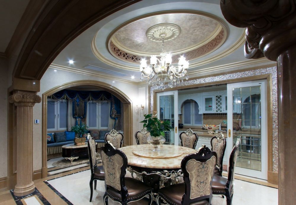 欧式餐厅吊顶装修图片大全