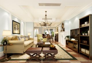 美式小户型别墅家居客厅沙发设计装修效果图
