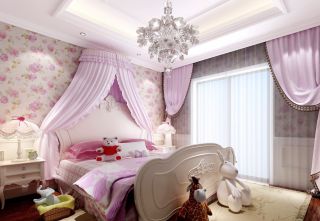 欧式设计小户型女生卧室墙面壁纸装修效果图片