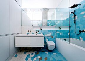 简约地中海风格装修 卫生间瓷砖颜色装修效果图片