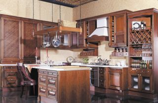 美式古典风格厨房吊柜装修效果图片