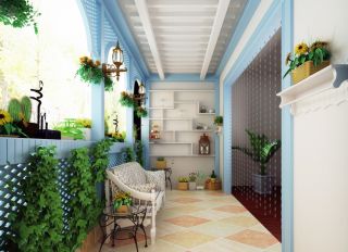 地中海小户型别墅客厅阳台装修设计效果图案例