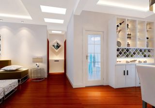 小户型中式室内深棕色木地板装修效果图片