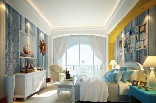 地中海风格别墅女生卧室装饰品装修图案例