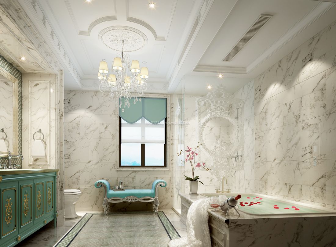 简欧风格别墅浴室设计装修效果图片案例