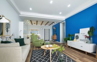 家居客厅蓝色墙面装修效果图片欣赏