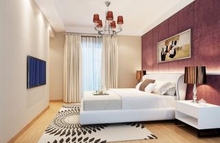 现代别墅婚房卧室床头背景墙装修设计效果图片