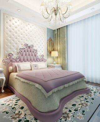 经典现代简欧风格别墅卧室床装修效果图案例