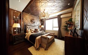 豪华欧式卧室床头背景墙设计效果图