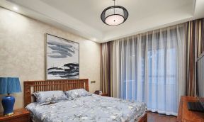 中式家居 卧室窗帘装修效果图
