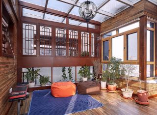 中式家居阳台设计装修效果图片