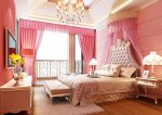 2023欧式复式家居卧室粉色窗帘装修效果图片