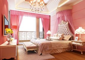 复式家居 粉色窗帘装修效果图片