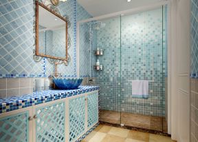 最新复式家居浴室马赛克墙面装修效果图片