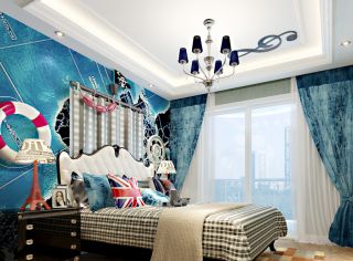 地中海复式家居卧室窗帘搭配效果图