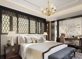 中式复式家居卧室墙面装饰装修效果图片案例