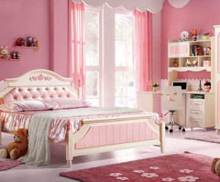 简约欧式风格卧室粉色墙面装修效果图片