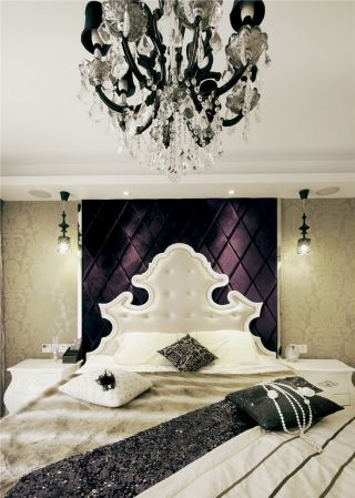 小户型简欧风格卧室床头背景墙装修效果图片