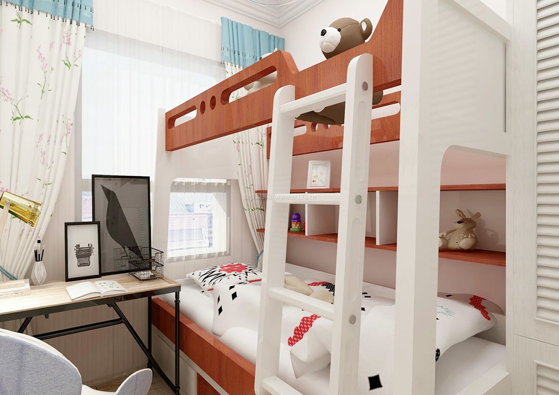 2023儿童房间高低床装修设计实景效果图片