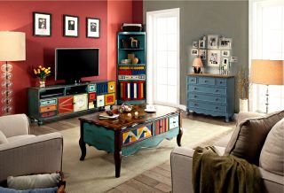 美式小户型客厅整体家具装修效果图片