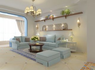 85平米两室两厅客厅组合沙发装修效果图片