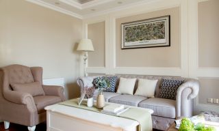 简欧式客厅纯色壁纸装修效果图片