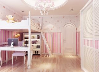 欧式设计儿童房间条纹壁纸装修设计实景效果图片