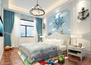 地中海儿童房间背景墙装饰装修设计实景效果图片