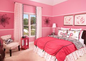 15平米女生卧室 粉色墙面装修效果图片