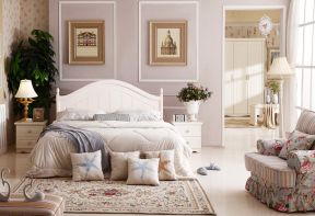 欧式田园风格卧室家具双人床装修效果图片案例