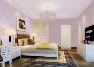 2023浪漫卧室粉色墙面装修效果图片