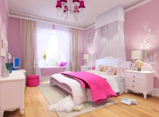 欧式浪漫卧室粉色墙面装修效果图片