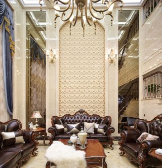 欧式现代风格挑高客厅装修效果图