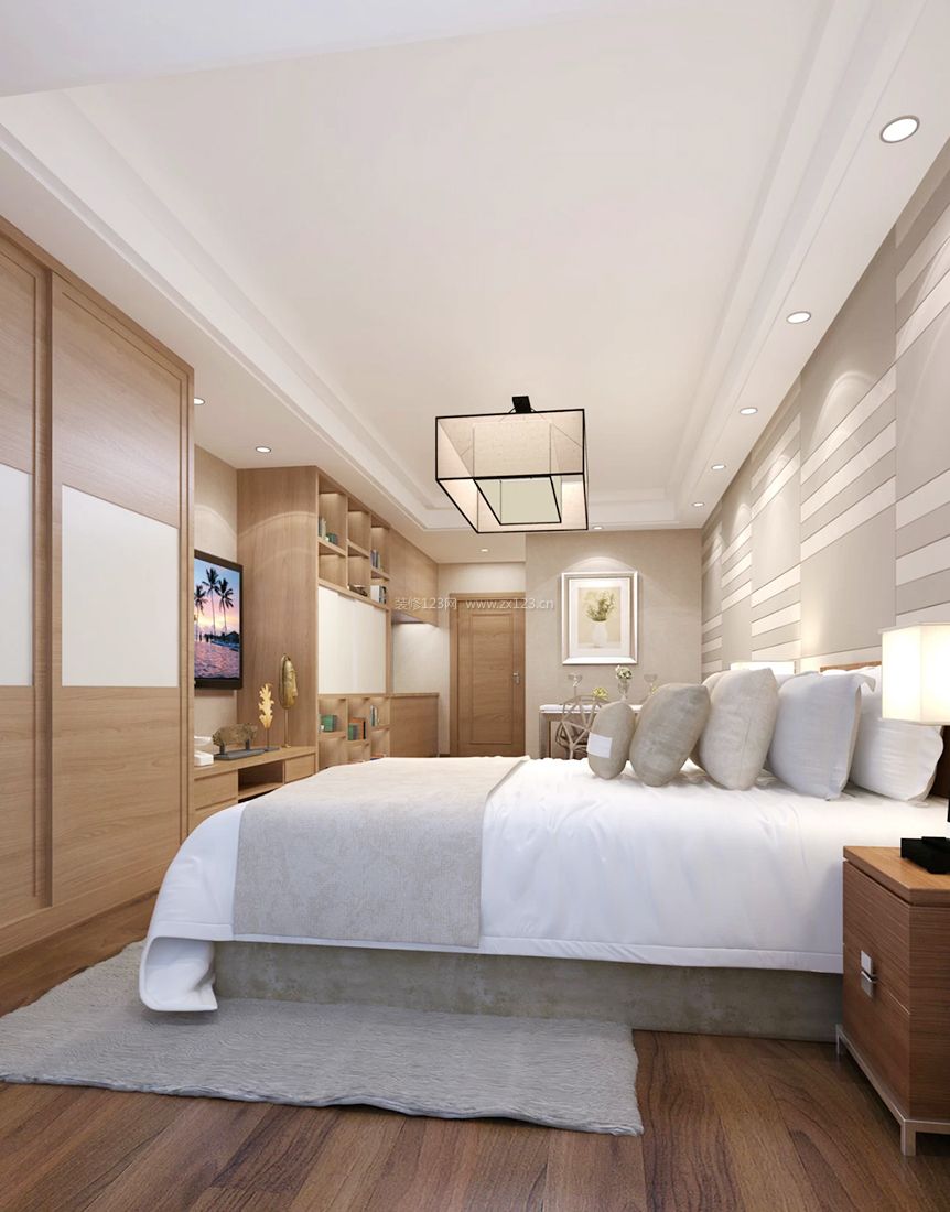 2022中式家居卧室石膏板吊顶装修设计效果图片